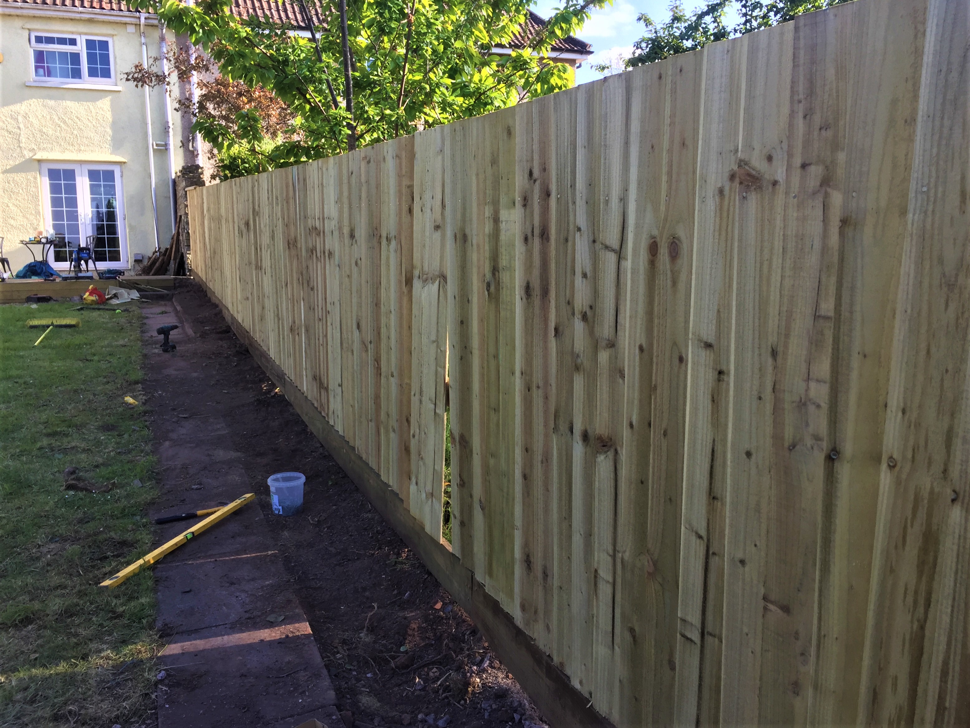 Feather edge fence nearly complete
