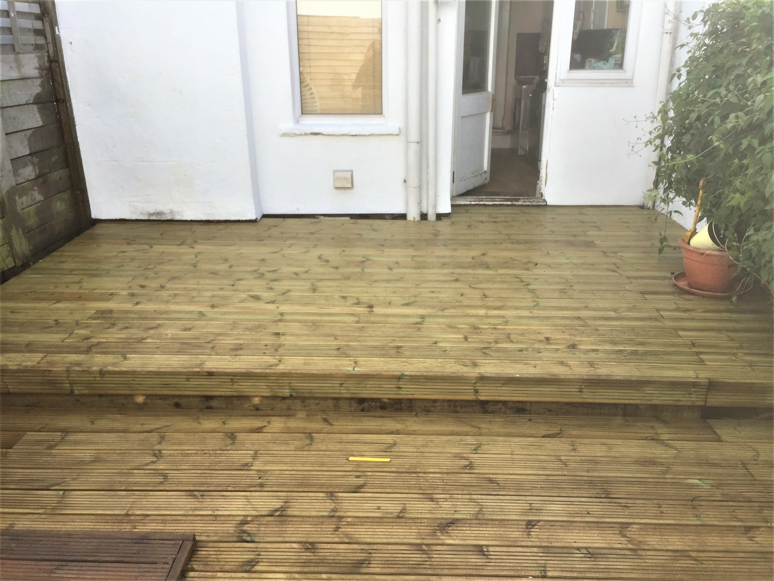 Completed decking with step