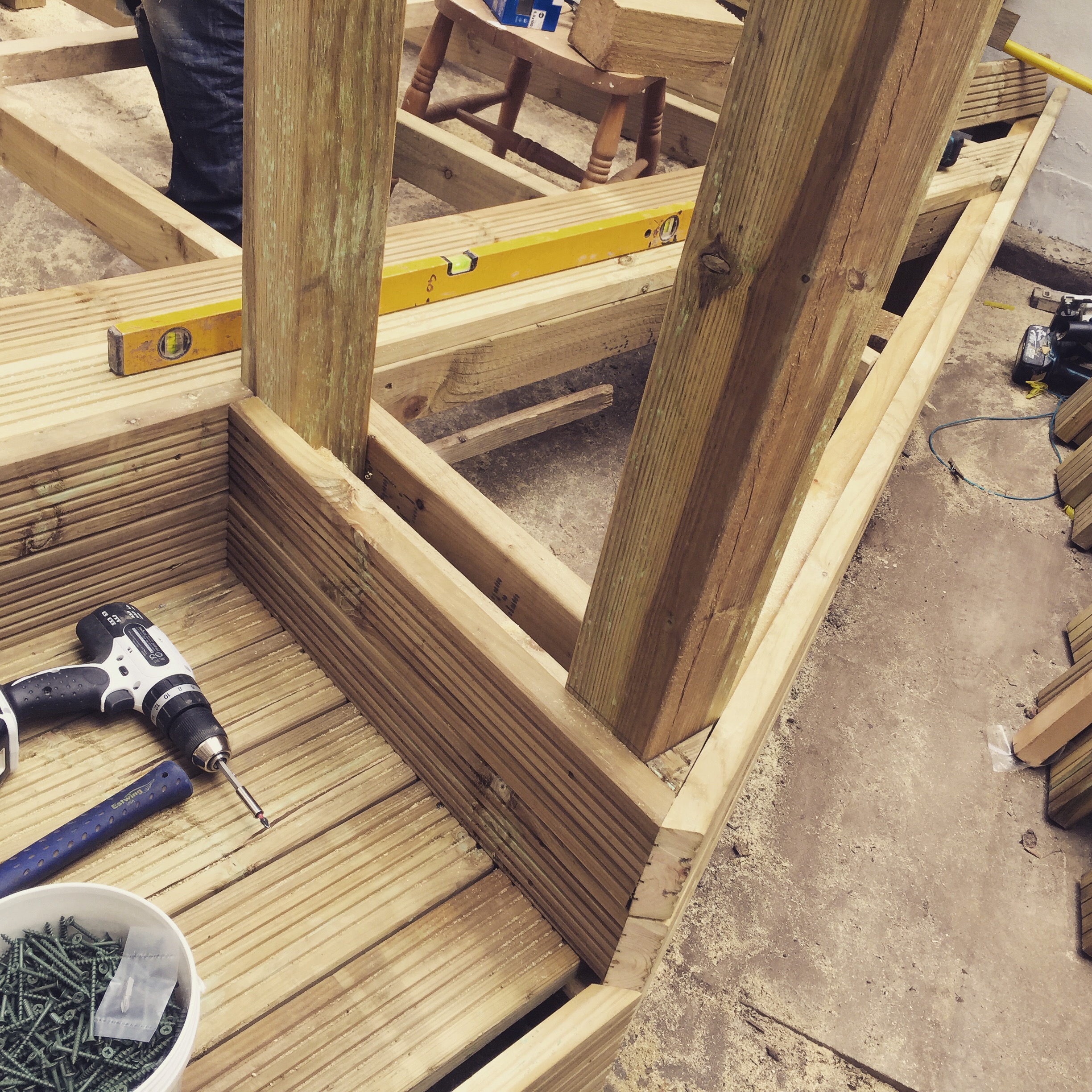 Complex deck step construction