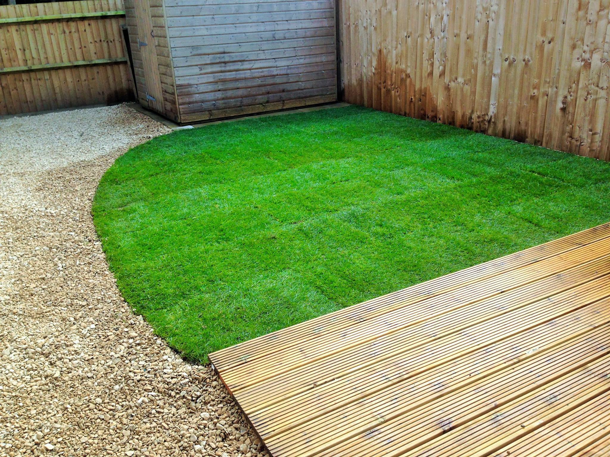 Decking turfing and graveling