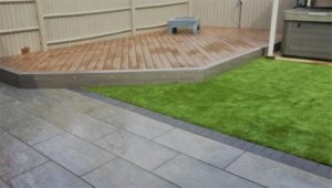 Patio decking and grass