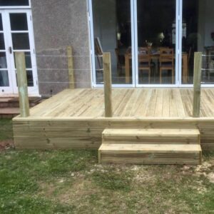 Scandinavian softwood decking and wire balustrade in Stoke Bishop Bristol